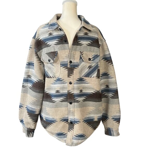 Jachs New York Men's Aztec Pattern Shirt Jacket Shacket Fleece Lined Pockets XL - Picture 1 of 11